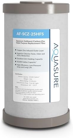 Aquasure Fortitude V2 Series Triple Purpose Sediment/Carbon/Zinc Replacement Filters (1, Standard) by Aquasure