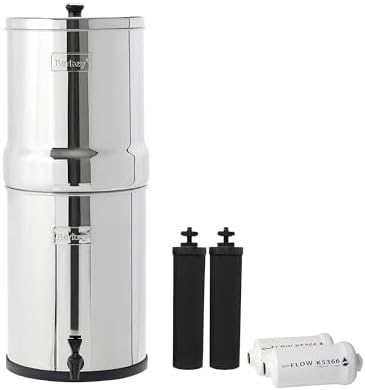 Imperial Berkey Gravity-Fed Water Filter System 4.5 Gallon with 2 Black Berkey Elements, 2 PF-2 Fluoride and Arsenic Reduction Elements by Berkey