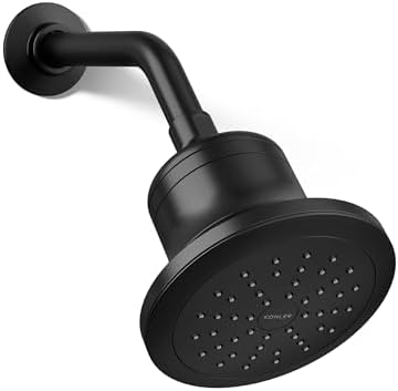 KOHLER 33631-G-BL Cinq Round Single-Function Filtered Showerhead, Five-Layer Filtration, 1.75 GPM, Full Coverage Spray, Premium Durable Material, Matte Black by Unknown
