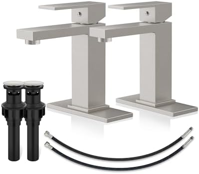 Midanya Bathroom Faucets 1 Hole Single Handle,Brushed Nickel,2 Pack by Midanya