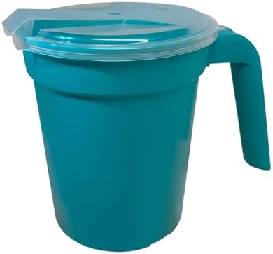 28 oz Water Pitcher with Straw Port Lid – Turquoise Patient Care Pitcher with Easy Grip Handle for Elderly, Nursing Homes, Hospitals- 3 pack - Image 5