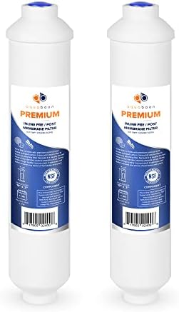 Aquaboon T33 Inline Carbon Filter - 1/4 Inline Water Filter for Refrigerator T33 Inline Ro Post/Granular Activated Carbon (GAC) Polishing Water Filter Cartridge for Reverse Osmosis System 2-Pack by Aquaboon
