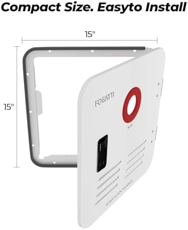 FOGATTI 15" x 15" InstaShower 7 RV Tankless Water Heater Door, White - Image 2