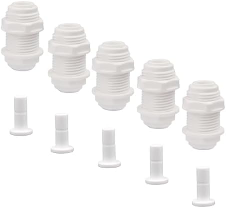 3/8" Bulkhead Connector Include end Plug- Push to Connect Fitting for RO Reverse Osmosis Systems, 3/8" OD Tube, Water Filter & Plumbing Quick Connect Adapter (5 PCS) by Unknown