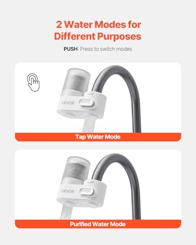 VEVOR Faucet Water Filter, Faucet Mount Water Filtration, 5-Stages Tap Filters Reduce 97% Lead, 95% Chlorine, Rust, Water Purifier for Kitchen Bathroom Sink, 320 Gal, 1 Filter, White - Image 5