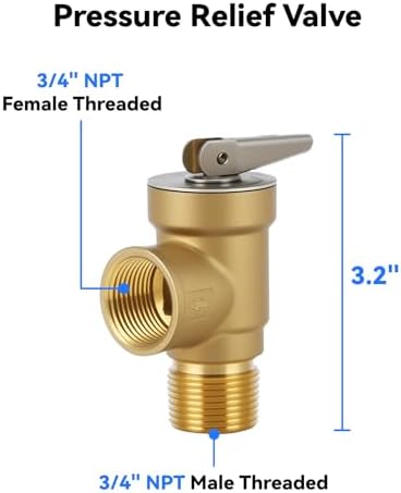 3/4 Inch IPS Isolator Tankless Water Heater Service Valve Kit with Pressure Relief Valve, Lead-Free Brass - Image 5