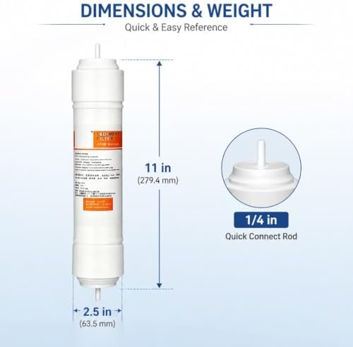 2-Pack 11x2.5" PP Cotton Water Filter, 1/4-inch Quick-Connect Straight Rod,for RO System, Under Sink & Drinking Water Filtration - Image 2