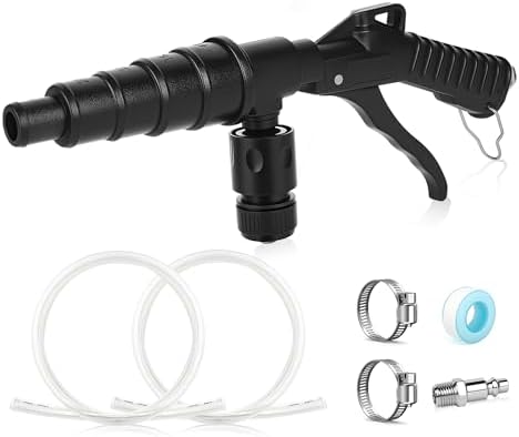 Coolant Flush Gun, heater core flush kit with Lever Action Air,Includes 2 PCS 4" Garden Hoses, with Multi-Size Nozzles for 19-40mm Hoses, for Automotive Coolant System Flush,Heater Core Cleaning by fatyehx
