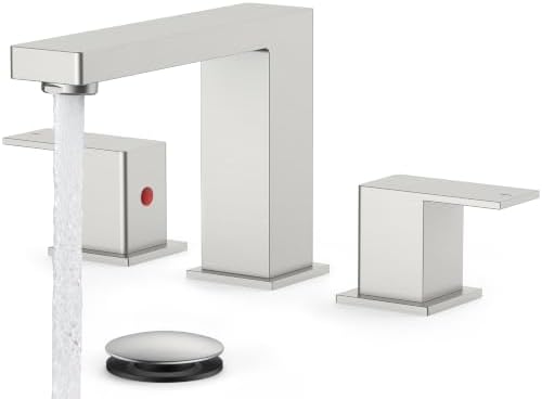 FORIOUS Brushed Nickel Bathroom Faucet 3 Hole, Widespread Faucet Commercial by FORIOUS