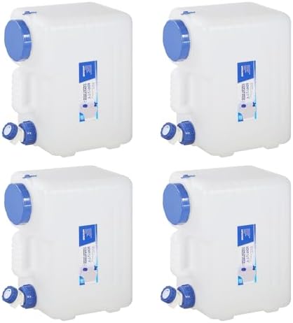 REDCAMP 3.9 Gallon/15L Portable Water Container with Spigot, White 4 Pack by REDCAMP