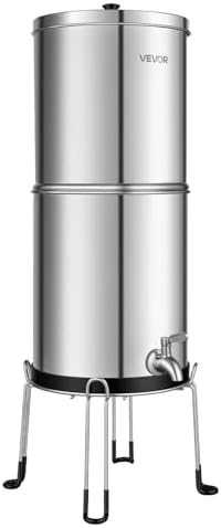 VEVOR Gravity-fed Water Filter System, 2.25G 304 Stainless-Steel Countertop Water Filtration System, Reduces Lead and up to 99% of Chlorine, with 2 Carbon Filters, Spigot, and Stand, for Home Camping - Image 4
