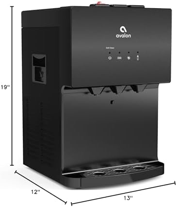 Avalon A12BLK Countertop Bottleless Water Dispenser with Hot Cold and Cool Water Dual Filtration Self Cleaning and Built-in Nightlight in Black Stainless Steel - Image 4