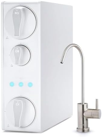 iSpring RO500-BN, NSF Certified Tankless RO Reverse Osmosis Water Filtration System, 500 GPD Fast Flow, Brushed Nickel Faucet, 2:1 Pure to Drain Ratio, White by iSpring