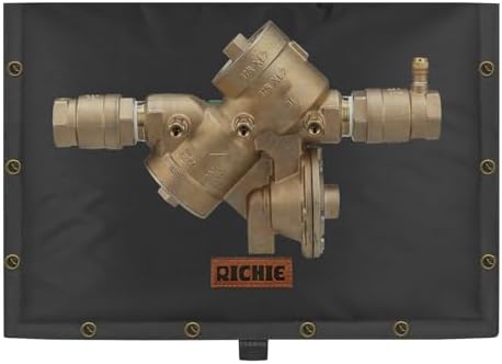 Backflow Preventer Insulated Cover (5°F) for Winter Freeze Protection, 21"W x 16"H Thickened Pressure Reducing Value & Well Pump Cover, Outdoor Waterproof Insulation Pouch for Sprinkler Valve, Black by RICHIE