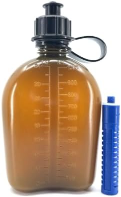 ALFA 1 Translucent See-Thru Military Water Filter Canteen, OD Green, 1 Quart/32oz | Built-in Nano Filter | Improves Taste & Odor | Camping, Hiking, Backpacking, Outdoor & Travel by ALFA+1