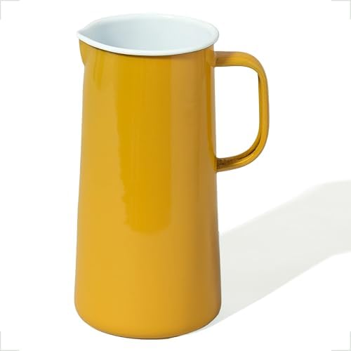 Falcon Enamelware Pitcher (57 oz), Metal Pitcher with Spout & Handle by FalconEnamelware