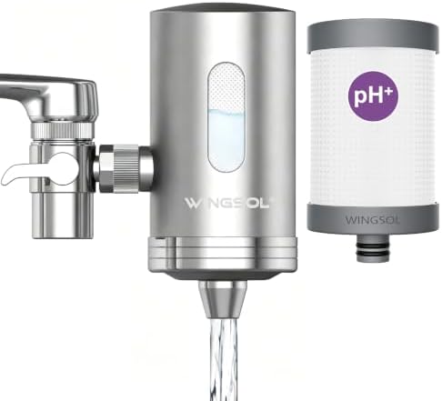 WINGSOL Visible Window Faucet Water Filter Stainless Steel, NSF/ANSI 42&53, 250 Gallons Capacity, 360° Rotating Tap Purifier Improve pH+ & Taste, Reduce Chlorine, Odor, Sediment by WINGSOL