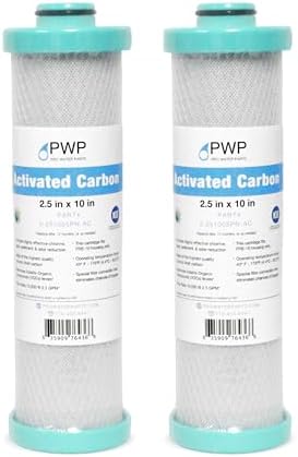 2 Pack 2.5 x 10" RV Water Filter Replaces FRE-10-GN Activated Carbon Block Push-Nipple Cartridge for Use with FRE-10H Housing OEM by ProWaterParts