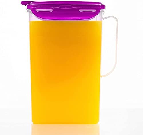 LocknLock Aqua Fridge Door Water Jug | Clear & BPA Free Plastic Pitcher with Lid, 2 Quart Pitcher with Lid for Water, Juice, Tea & More Beverages, Purple, 64 Ounces (Pack of 12) by LocknLock
