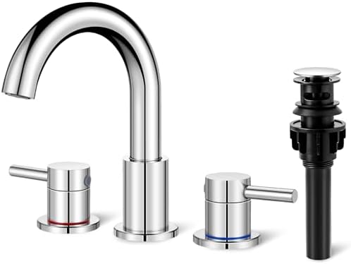 Bathroom Sink Faucet 3 Hole Chrome, 2-Handle Widespread Faucet by IUERASD