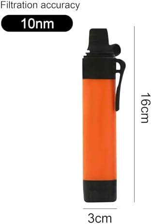 10NM Portable Water Filter System Set,Backpacking Squeeze Water Filtration Purifier Survival System for Hiking (Orange) - Image 2