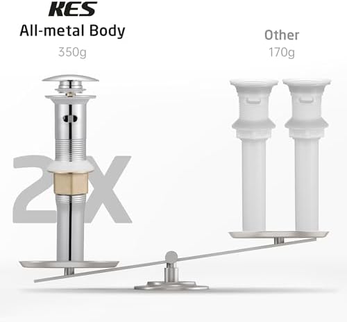 KES All Metal Bathroom Sink Drain with Strainer Basket Hair Catcher Anti Clog Pop Up Drain Stopper for Vanity Vessel Sink with Overflow, Rustproof 18/8 Stainless Steel Polished Chrome S2013A-CH - Image 3