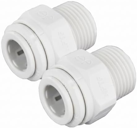 John Guest 3/8 Inch OD x 3/8 Inch NPT Straight Adapter, Push to Connect Plastic Plumbing Fitting, PP011223WP (Pack of 2) by JohnGuest