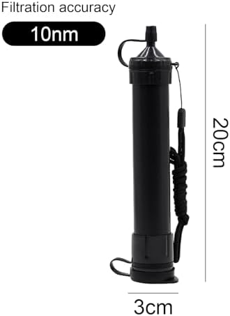 Water Straws Filter, Personal Backpacking Water Filter Straw Portable for Camping Hiking Travels (Black) - Image 2