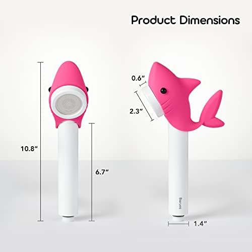 Barumi Livo Handheld Filtered Showerhead for Kids - Shark Pink | Micro Laser-Cut for Soft Water Spray, Multi-Level Filtration Removes Chlorine and Impurities for Skin and Hair - Image 6