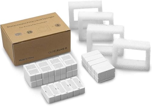 8 Pack Cat Water Fountain Filters with 8 Sponges, Pet Water Fountain Replacement Filter for 71oz/2.1L PLWF002 Capsule Cat Water Fountain, Pet Fountain Filter Set by Cepheus