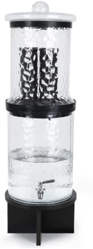 3 Gallon All Glass Gravity-Fed Water Purifier, Countertop Water Filtration System with Wooden Stand, for Home, Emergency & Outdoor Survival by SHITOUKA