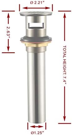 Purelux Grid Drain Strainer Assembly with Overflow for Bathroom Sink, Made of Brass Brushed Nickel - Image 2