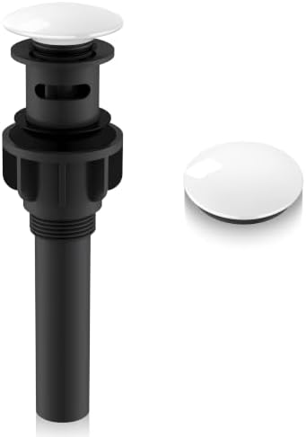 KENES White Bathroom Sink Drain with Overflow, Ceramic Pop Up Sink Drain by KENESBathroomKitchen
