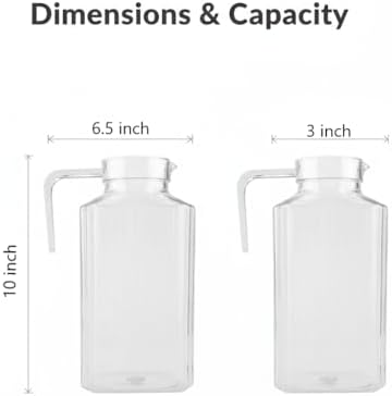 61 oz Acrylic Pitcher with Lid and Spout, 1800ml Large Hot/Cold Water Jug for Iced Tea Pitcher for Coffee, Juice Iced Tea Beverage Carafe with Lid for Family Gathering(1800ml) - Image 6