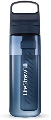 LifeStraw Go Series Water Filter Bottle - BPA-Free, Removes Bacteria, Parasites, Microplastics, Improves Taste, 22oz, Aegean Sea by Unknown
