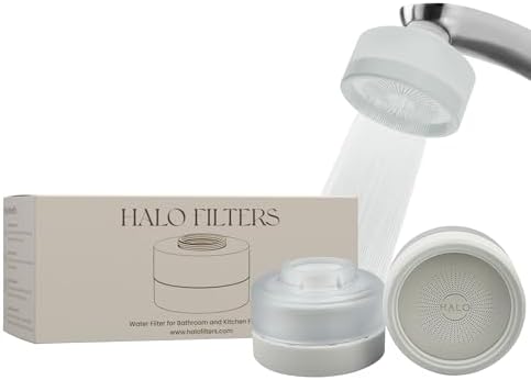 Faucet Filter – Bathroom Sink Faucet Filter for Men & Women’s Skincare, Vitamin C–Infused, Reduces Chlorine, Advanced Filtration for Hydrated Skin, Hard Water Softener (White) by HaloFilters
