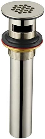 Purelux Grid Drain Strainer Assembly with Overflow for Bathroom Sink, Made of Brass Brushed Nickel by Purelux