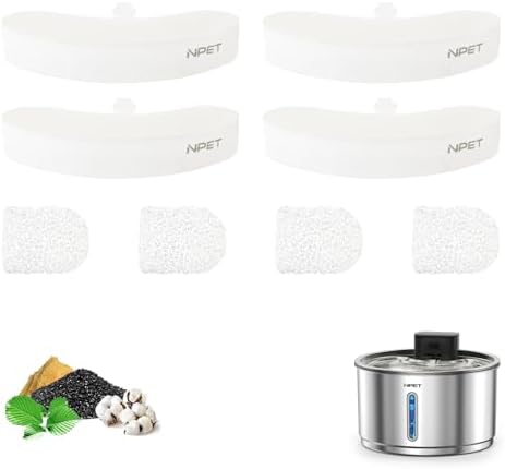 NPET Replacement Filters for Stainless Steel Wireless Cat Fountain 4 Packs by NPET