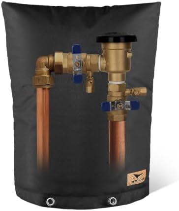 Backflow Preventer Insulation Cover - Water Pipe Insulation Sprinkler Cover for Outside - Insulated Backflow Cover Pouch for Irrigation Back Flow Valve in Winter or Sun Exposure (20"W x 26"H, BLACK) by DEMEDO