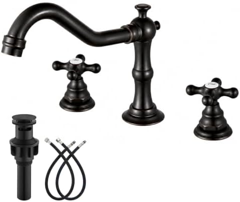 gotonovo Bathroom Faucet 3 Hole Vintage,Oil Rubbed Bronze,Script Font Label by HOME