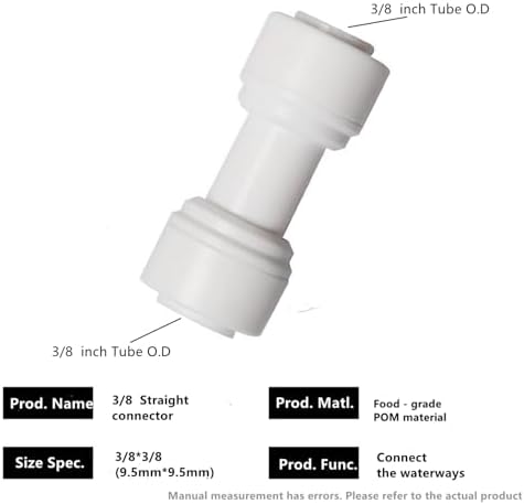 Food-Grade Quick Connector Push-In Tube Fitting 3/8 inch Tube OD to 3/8 inch Tube OD push fit straight quick connect for RO water system (10pack) - Image 2