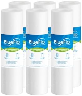 10" x 2.5" Whole House Sediment Water Filter, 20 Micron 10-inch Big Water Filter Replacement Cartridge Compatible with S1A, S1, FXWPC, SPC-25-1020, FXUSC, AP110, 6 Pack by BlueFlo