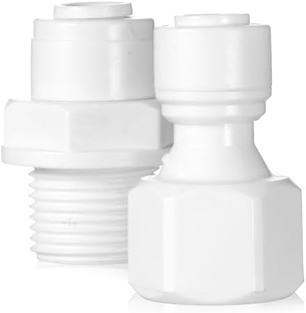 2 PCS 3/8" to 1/4" Water Filter Quick Connector with Thread, Plastic Water Line Filter Tubing Fittings by Unknown