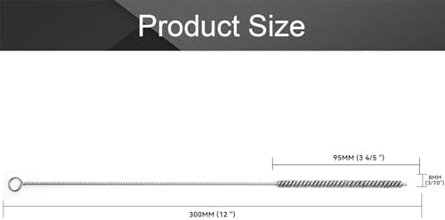 12 Inch Pipe Cleaning Brush Set with Stainless Steel Bristles, Steel Wire Tube Brush Kit for Auto Parts Polishing, Machining, Bottles, Tubes, Etc.（8mm-20pcs） - Image 2