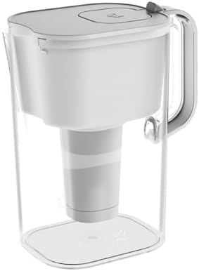 HOMEWATER 10-Cup Pitcher Filter (White) – BPA-Free, High-Capacity 2.4L Pitcher with Fast-Flow Carbon Filter, Wide Mouth for Easy Pouring, Removable Filter Replacement, Locking Lid, and Dishwasher-Safe by HomeWater