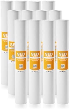 Max Water 5 Micron 20 x 2.5 Sediment Water Filter Replacement Melt-Blown Polypropylene Cartridge for Whole House Filter System, 12 Pack by MaxWater