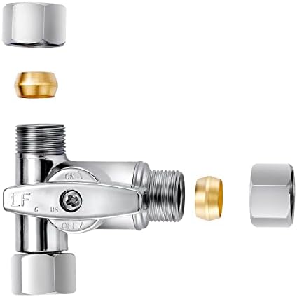 Lead-Free Brass 1Pcs Chrome-Plated Add-A-Tee 3-Way,3/8 Inch x 3/8 Inch x 3/8 Inch Angle Stop Valve For Reverse Osmosis Water Filters,Ice Maker,Refrigerator by Pronese