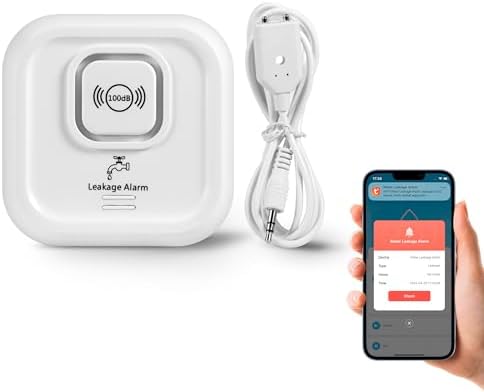 WiFi Water Leak Detectors 100dB Smart Water Sensor Alarm with 3.22 ft Sensor Cable Triple Detection Mode, with App Remote Monitor, Wireless Tank Level Monitor for Basement, Kitchen, Bathroom(1pack) by HOAYVKJ