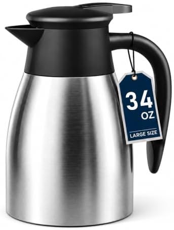 Thermal Coffee Carafe for Keeping Hot – 34OZ Insulated Small Coffee Pot by Unknown
