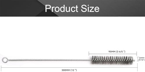 12 Inch Pipe Cleaning Brush Set with Stainless Steel Bristles, Steel Wire Tube Brush Kit for Auto Parts Polishing, Machining, Bottles, Tubes, Etc.（23mm-10pcs） - Image 2